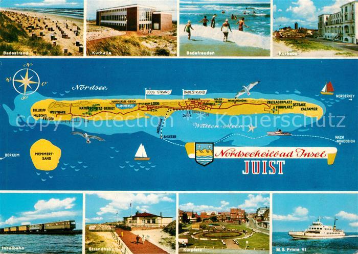 Juist Nordseebad Badestrand Kurplatz Inselbahn Panoramakarte