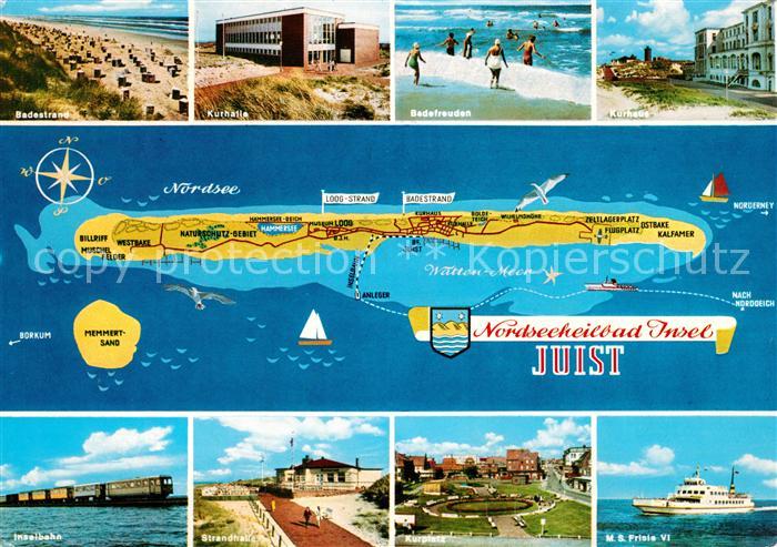 Juist Nordseebad Inselbahn Kurplatz Badestrand Panoramakarte