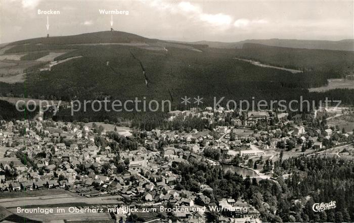 Braunlage mit Blick zum Brocken und Wurmberg Fliegeraufnahme