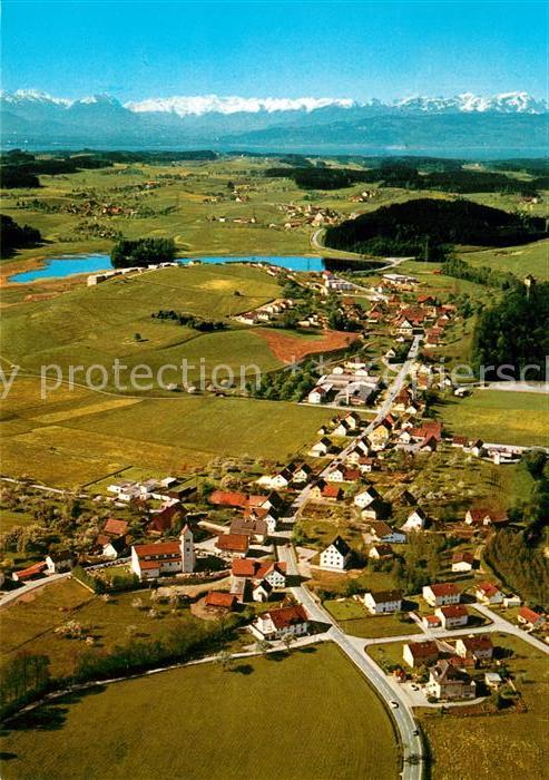 Neuravensburg Schwarzenbach mit Schweizer Alpen Fliegeraufnahme