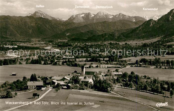 Wackersberg Bad Toelz Panorama Blick ins Isartal mit Juifen Karwendelgebirge Fli