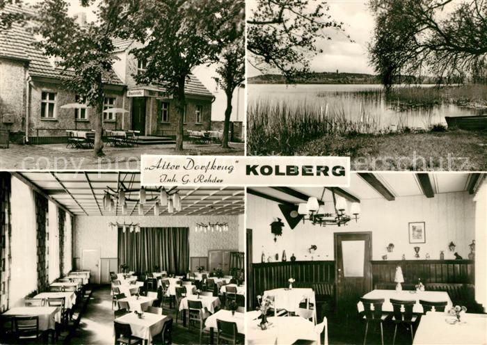 Kolberg Wolziger See Gaststaette Alter Dorfkrug Uferpartie am See