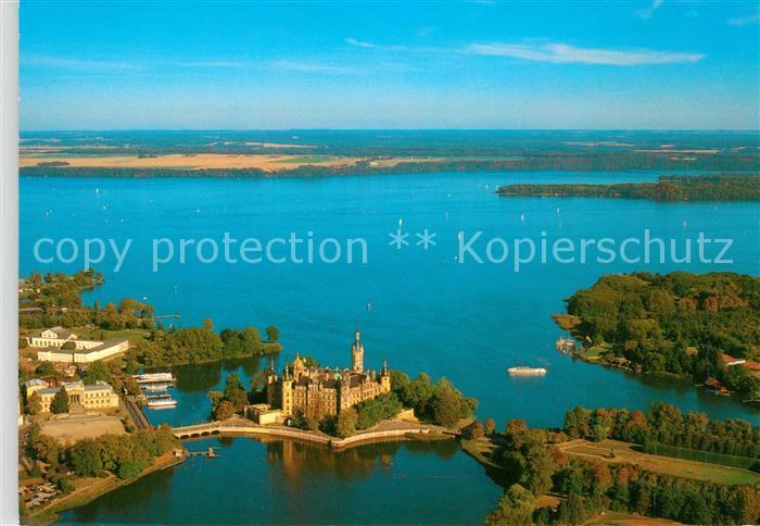 Schwerin Mecklenburg Schloss Schweriner See Fliegeraufnahme