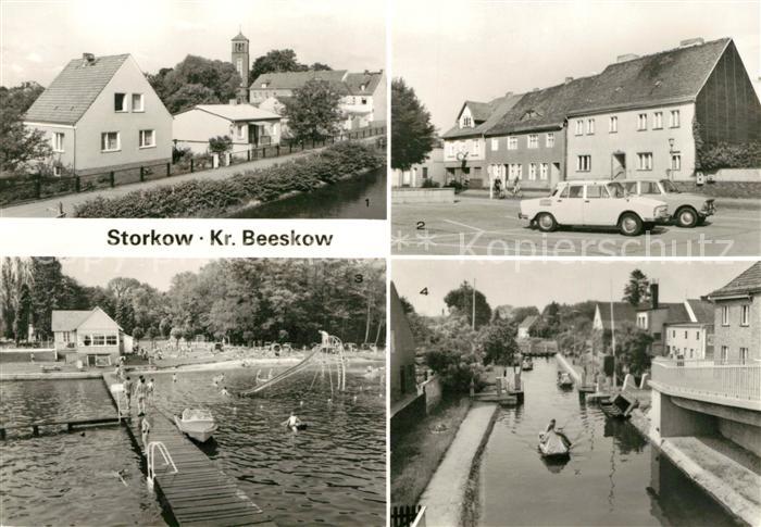 Storkow Mark Teilansicht Markt Freibad Storkower See Schleuse