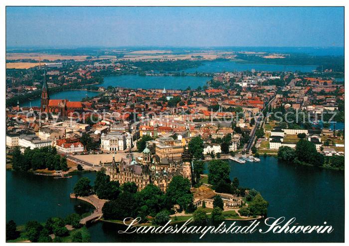 Schwerin Mecklenburg Fliegeraufnahme Altstadt Schloss Dom Theater