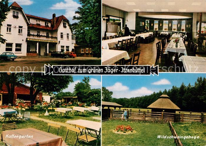 Itzenbuettel Gasthof zum gruenen Jaeger Kaffeegarten Wildschweingehege