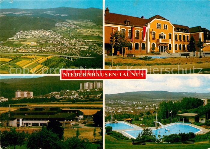 Niedernhausen Taunus Fliegeraufnahme Rathaus Autalhalle