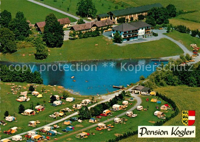 Moosburg Kaernten Fliegeraufnahme Pension Kogler Campingplatz