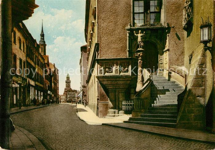 Goerlitz Sachsen Historische Rathaustreppe Bruederstrasse Moench Reichenbacher T