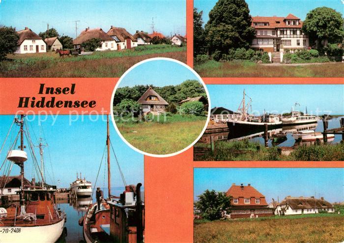 Insel Hiddensee Vitte Fischerhaeuser Kloster Fischerhaeuser Hafen HO Gaststaette
