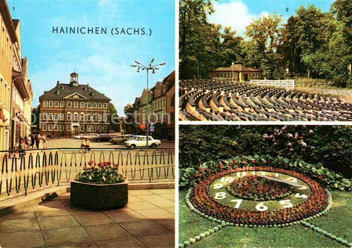 Hainichen Sachsen Rathaus Freilichtbuehne Blumenuhr