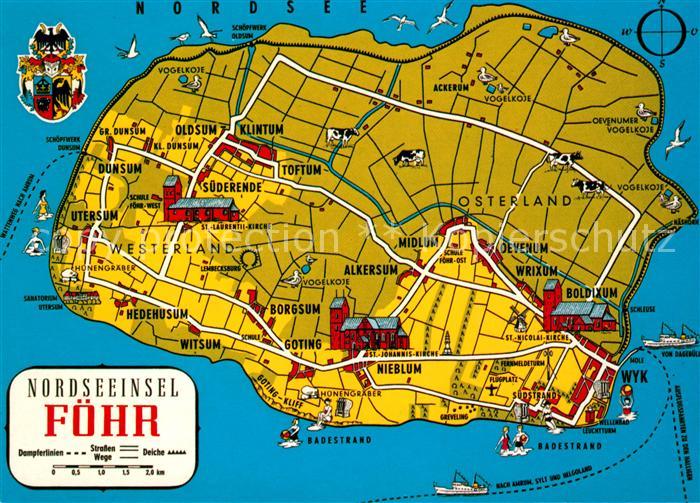 Nordfriesland Nordseeinsel Foehr Panoramakarte