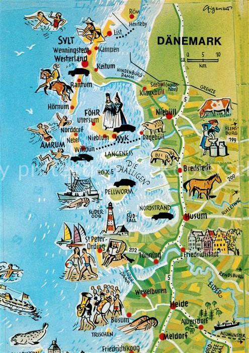 Buesum Nordseebad Nordseebaeder Sylt Panoramakarte