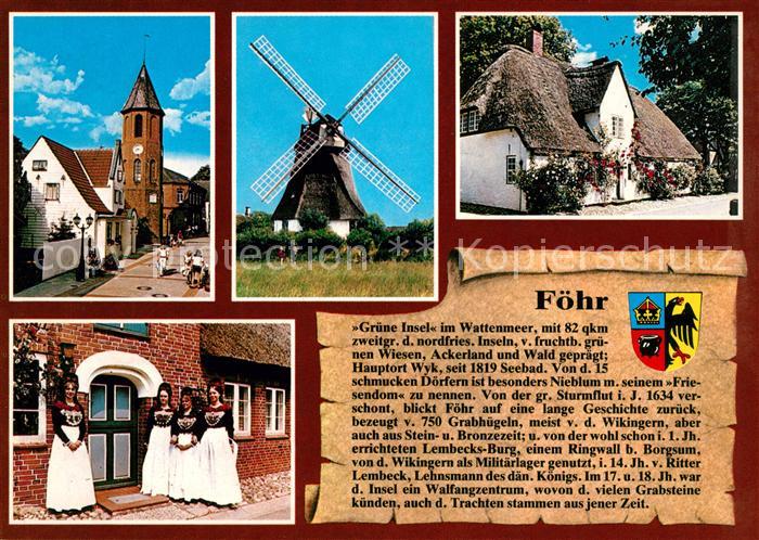 Nieblum Insel Foehr Windmuehle Trachtengruppe Kirche