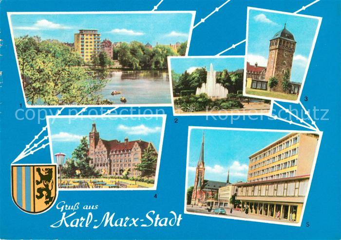 Karl-Marx-Stadt Roter Turm Rathaus Schlossteich