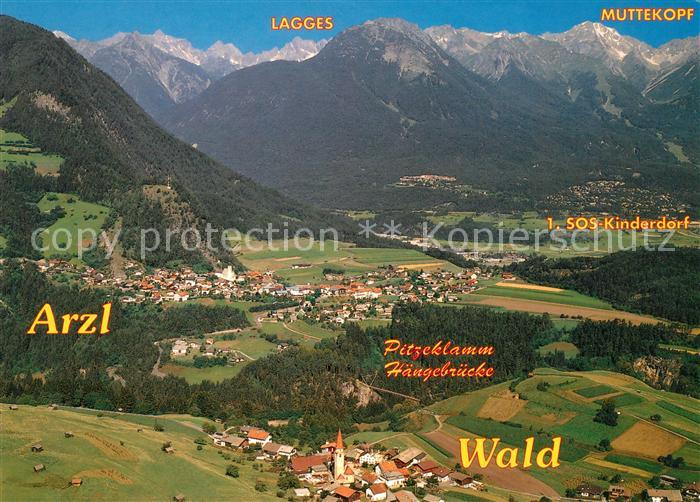 Arzl Pitztal Fliegeraufnahme Pitzeklamm Haengebruecke SOS Kinderdorf Lagges
