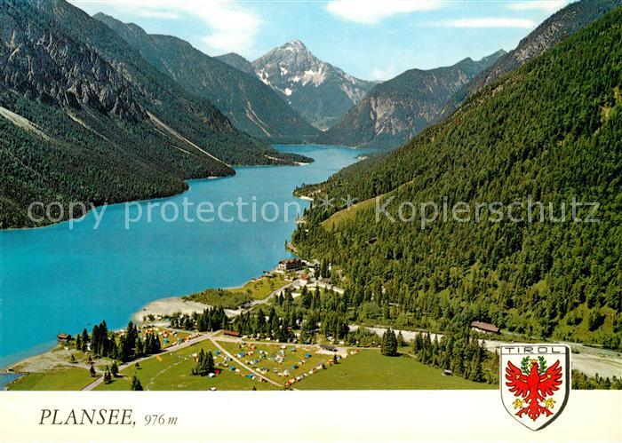 Plansee Fliegeraufnahme Motorboote Ruderboote Badestrand Campingplatz