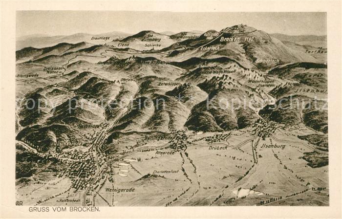 Brocken Harz Panoramakarte