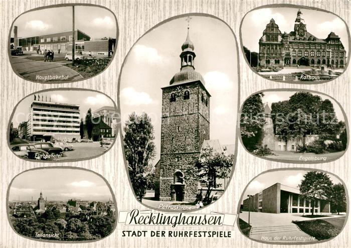 Recklinghausen Westfalen Hauptbahnhof Rathaus Petruskirche Haus Ruhrfestspiele E