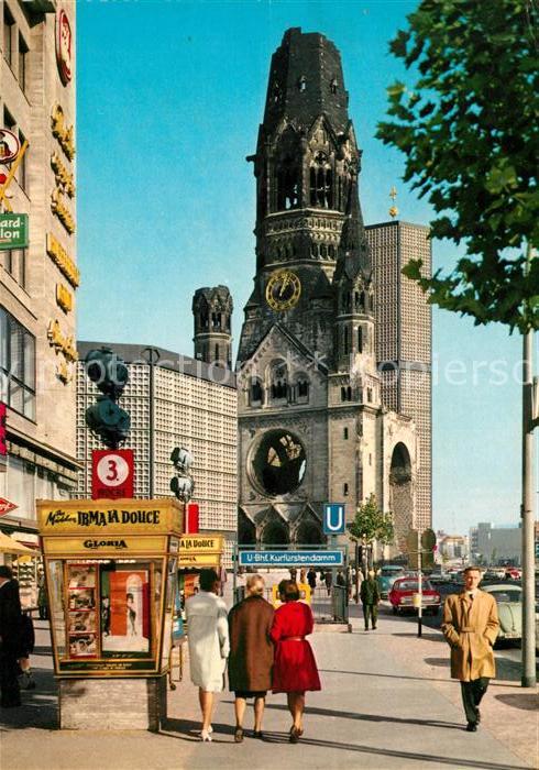 BERLIN  CITY Kurfuerstendamm alte und neue Kaiser Wilhelm Gedaechtnis Kirche