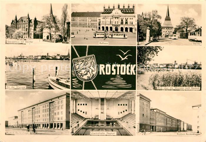 ROSTOCK  CITY Staendehaus Steintor Rathaus Warnow Schwimmhalle Neptun