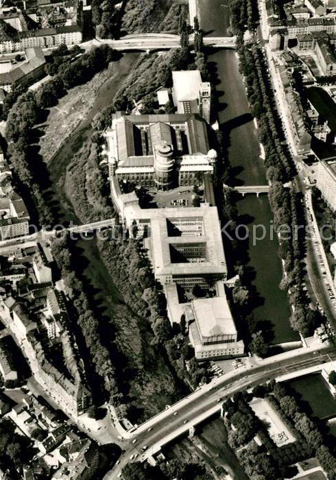 Muenchen Fliegeraufnahme Deutsches Museum Ludwigsbruecke Kongresssaal