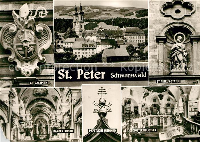 Peter Schwarzwald St Abtswappen Petrus Statue Barockkirche Klosterbibliothek