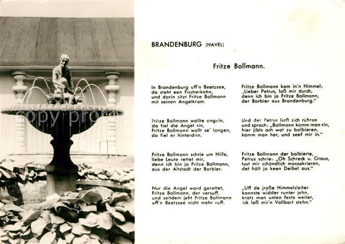 Brandenburg Havel Brunnen Fritze Bollmann Gedicht