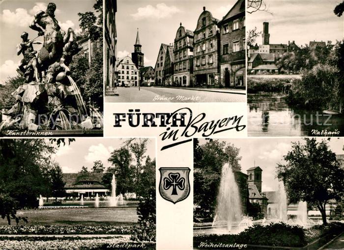 Fuerth Bayern Kunstbrunnen Gruener Markt Rathaus Stadtpark Freiheitsanlage