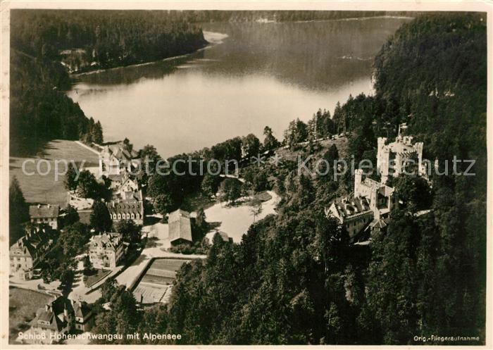 Hohenschwangau Fliegeraufnahme Schloss Alpensee