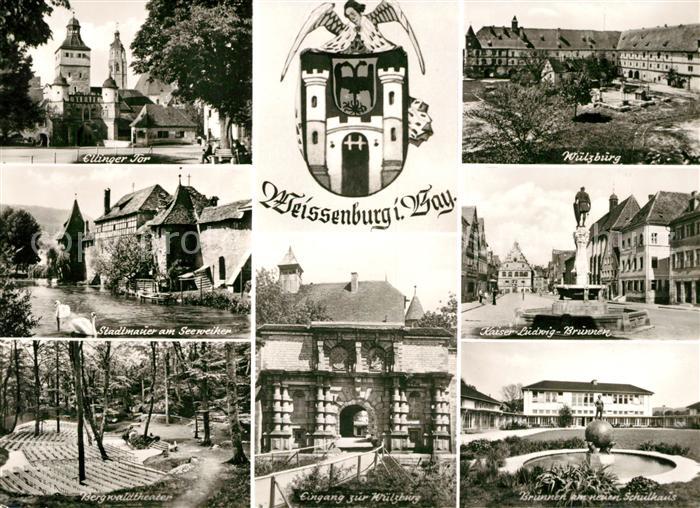 Weissenburg Bayern Ellinger Tor Wuelzburg Stadtmauer Kaiser Ludwig Brunnen