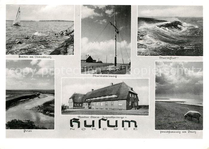 Husum Nordfriesland Baden Steindeich Sturmflut Sturmwarnung Abendstimmung Deich