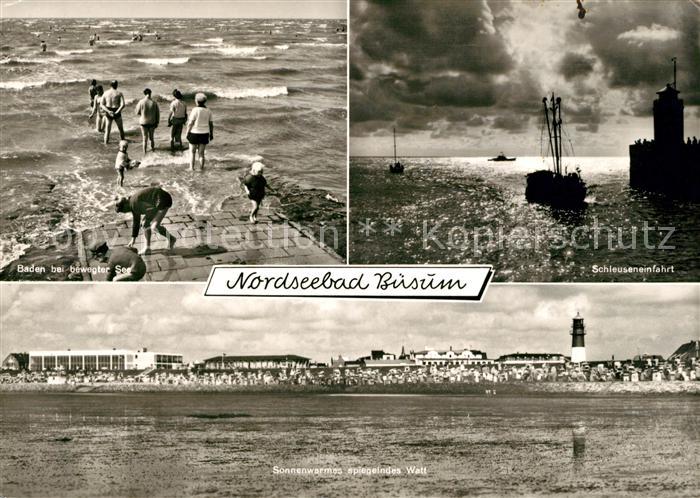 Buesum Nordseebad Watt Schleuseneinfahrt Brandung