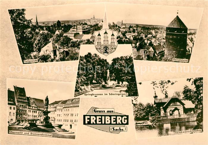 Freiberg Sachsen Donatsturm Obermarkt Brunnen