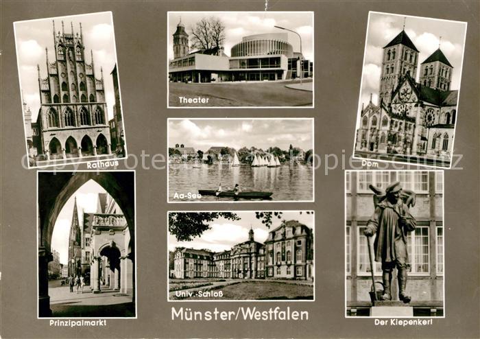 Muenster Westfalen Rathaus Theater Dom Prinzipalmarkt Universitaet Schloss Kiepe