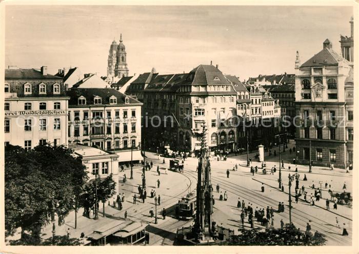 DRESDEN Elbe Postplatz vor der Zerstoerung 1945 Strassenbahnen