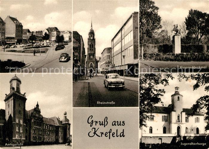 Krefeld Rheinstrasse Husarendenkmla Jugendherberge Amtsgericht Ostwall