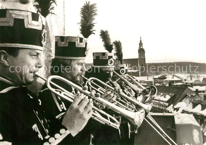 Schneeberg Erzgebirge Trompeter Turmblasen zur Weihnachtszeit