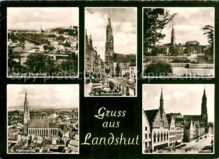 Landshut Isar Blick vom Klausenberg Burg-Trausnitz Martinskirche
