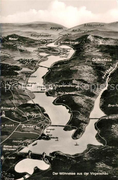 Moehnesee Talsperre Panoramakarte