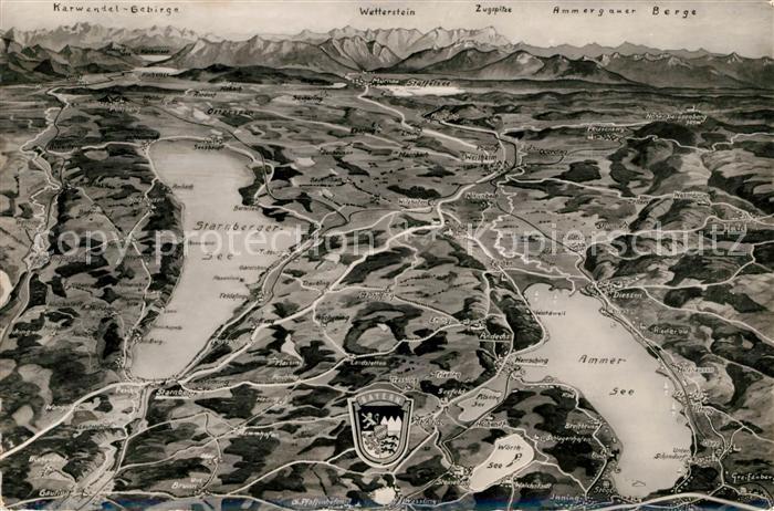 Starnberg Panoramakarte Ammersee