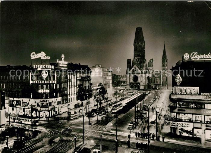 BERLIN  CITY Kurfuerstendamm Nachtaufnahme Kaiser Wilhelm Gedaechniskirche