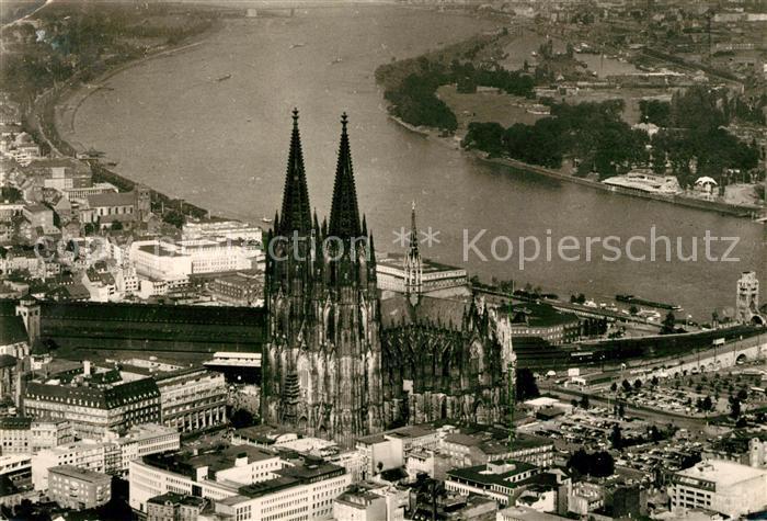 Koeln Rhein Dom Rhein Fliegeraufnahme