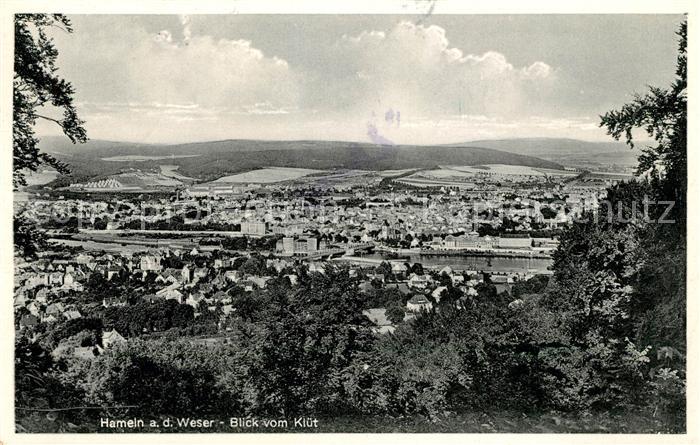 Hameln Weser Blick vom Kluet