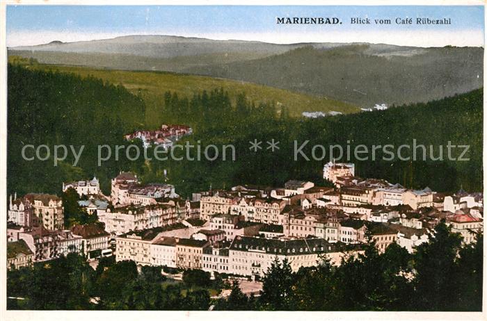 Marienbad Tschechien Boehmen Blick vom Cafe Ruebezahl
