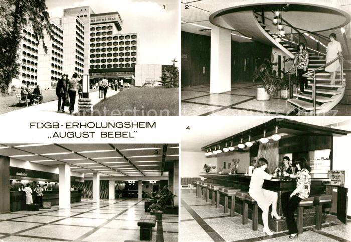 Friedrichroda FDGB Erholungsheim August Bebel Wendeltreppe Empfangshalle Hallenb