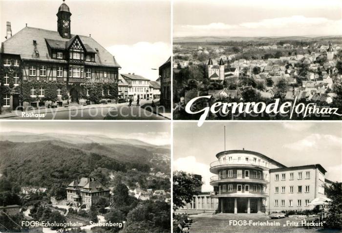Gernrode Harz Rathaus Panorama FDGB Erholungsheime Stubenberg und Fritz Heckert