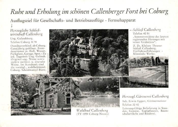 Coburg Callenberger Forst Schlosswirtschaft Waldbad Herzogliche Gaertnerei