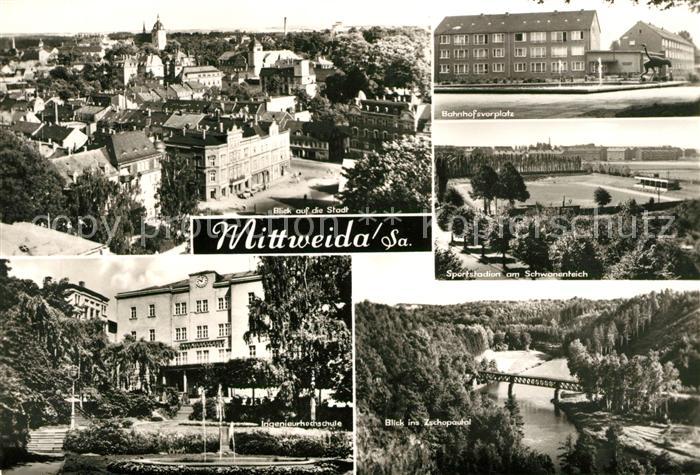 Mittweida Bahnhofvorplatz Panorama Schwanenteich