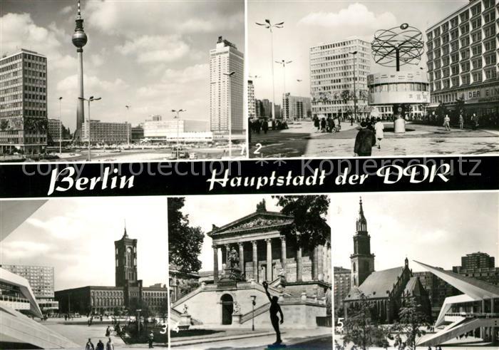 BERLIN  CITY Alexanderplatz Urania Saeule Weltzeituhr Haus des Lehrers Marienkir